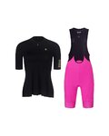 RIVANELLE Cycling short sleeve jersey and shorts - GRACE - black/pink