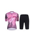 RIVANELLE Cycling short sleeve jersey and shorts - ROSESCAPE - pink/purple