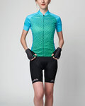 HOLOKOLO Cycling short sleeve jersey and shorts - DAYBREAK LADY - black/light blue/green