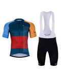 HOLOKOLO Cycling short sleeve jersey and shorts - ENGRAVE - red/blue/black