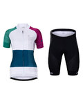 HOLOKOLO Cycling short sleeve jersey and shorts - ENGRAVE LADY - white/multicolour/blue/black/purple