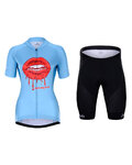 HOLOKOLO Cycling short sleeve jersey and shorts - CASSIS LADY - black/light blue