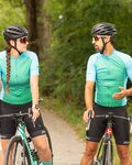 HOLOKOLO Cycling short sleeve jersey and shorts - DAYBREAK LADY - black/light blue/green