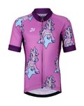 HOLOKOLO Cycling short sleeve jersey and shorts - UNICORNS KIDS - pink/black