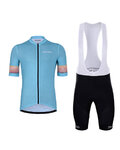 HOLOKOLO Cycling short sleeve jersey and shorts - RAINBOW - light blue/black