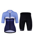 HOLOKOLO Cycling short sleeve jersey and shorts - SPORTY LADY - light blue/blue/black