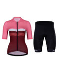 HOLOKOLO Cycling short sleeve jersey and shorts - SPORTY LADY - pink/bordeaux/black