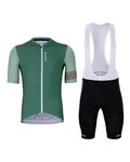 HOLOKOLO Cycling short sleeve jersey and shorts - KIND ELITE - green/black