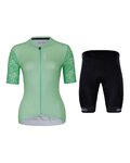 HOLOKOLO Cycling short sleeve jersey and shorts - FRESH ELITE LADY - green/black