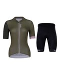 HOLOKOLO Cycling short sleeve jersey and shorts - CONTENT ELITE LADY - black/brown