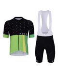 HOLOKOLO Cycling short sleeve jersey and shorts - OPTIMISTIC ELITE - black/green