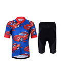 HOLOKOLO Cycling short sleeve jersey and shorts - CARS KIDS - black/red/blue