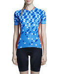 MONTON Cycling short sleeve jersey - CHECKS RIDER LADY - blue