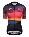MONTON Cycling short sleeve jersey - SKULL SUNSET LADY - yellow/red/black/blue