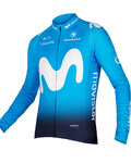 Cycling winter long sleeve jersey - MOVISTAR 2019 WINTER - white/blue/light blue