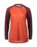 POC Cycling summer long sleeve jersey - MTB PURE LADY - bordeaux/orange