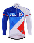 Cycling winter long sleeve jersey - FDJ 2017 WINTER - red/blue/white