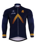 Cycling winter long sleeve jersey - AQUA BLUE 2017 WNT - gold/blue