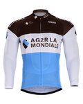 Cycling winter long sleeve jersey - AG2R 2018 WINTER - light blue/white/brown