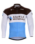 Cycling summer long sleeve jersey - AG2R 2018 SUMMER - light blue/brown/white
