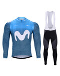 BONAVELO Cycling long sleeve jersey and bibtights - MOVISTAR 2020 SUMMER - blue