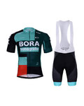 BONAVELO Cycling short sleeve jersey and shorts - BORA 2022 - red/black/green