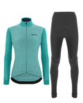 SANTINI Cycling winter set - COLORE PURO LADY WNT - black/light blue