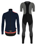 SANTINI Cycling winter set with jacket - VEGA XTREME - black/grey/blue