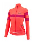 SANTINI Cycling winter long sleeve jersey - CORAL BENGAL LADY - pink