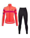 SANTINI Cycling winter set - CORAL BENGAL+OMNIA W - black/pink