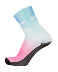 SANTINI Cyclingclassic socks - LA VUELTA 2019 - light blue/pink