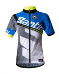 SANTINI Cycling short sleeve jersey - CONAN KIDS - white/black/blue