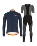 SANTINI Cycling winter set - COLORE WINTER - black/grey/blue