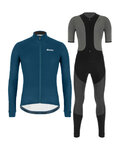 SANTINI Cycling winter set - COLORE WINTER - blue/grey/black