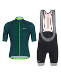 SANTINI Cycling short sleeve jersey and shorts - KARMA KITE - green/black