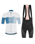 SANTINI Cycling short sleeve jersey and shorts - TONO FRECCIA - black/white/blue