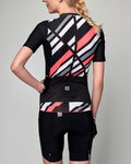 SANTINI Cycling short sleeve jersey and shorts - SLEEK RAGGIO LADY - black/pink