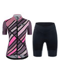 SANTINI Cycling short sleeve jersey and shorts - SLEEK RAGGIO LADY - pink/black/purple