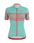 SANTINI Cycling short sleeve jersey and shorts - TONO PROFILO LADY - blue/black/orange