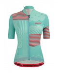 SANTINI Cycling short sleeve jersey and shorts - GIADA OPTIC LADY - black/blue/pink