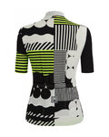 SANTINI Cycling short sleeve jersey and shorts - GIADA OPTIC LADY - black/white/yellow