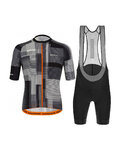 SANTINI Cycling short sleeve jersey and shorts - KARMA KINETIC - black/white/orange