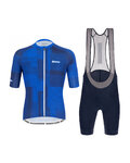 SANTINI Cycling short sleeve jersey and shorts - KARMA KINETIC - blue