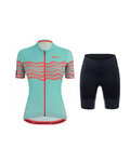 SANTINI Cycling short sleeve jersey and shorts - TONO PROFILO LADY - blue/black/orange