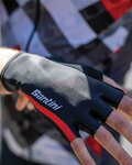 SANTINI Cycling fingerless gloves - X IRONMAN VIS - black/red