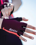 SANTINI Cycling fingerless gloves - X IRONMAN DEA - bordeaux/pink