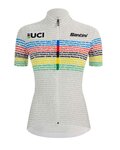 SANTINI Cycling short sleeve jersey - UCI WORLD 100 LADY - white/rainbow