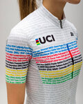 SANTINI Cycling short sleeve jersey - UCI WORLD 100 LADY - white/rainbow