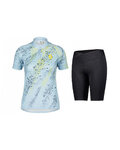 SCOTT Cycling short sleeve jersey and shorts - ENDURANCE 30 SS LADY - black/yellow/blue