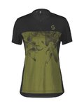 SCOTT Cycling short sleeve jersey - TRAIL FLOW ZIP SS W - black/green